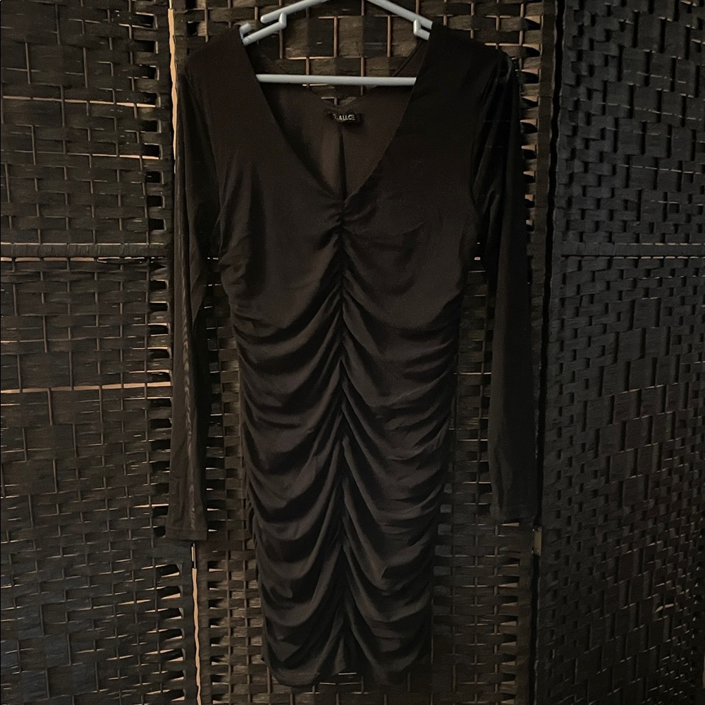 Stella Luce Black Long Sleeve Ruched Dress